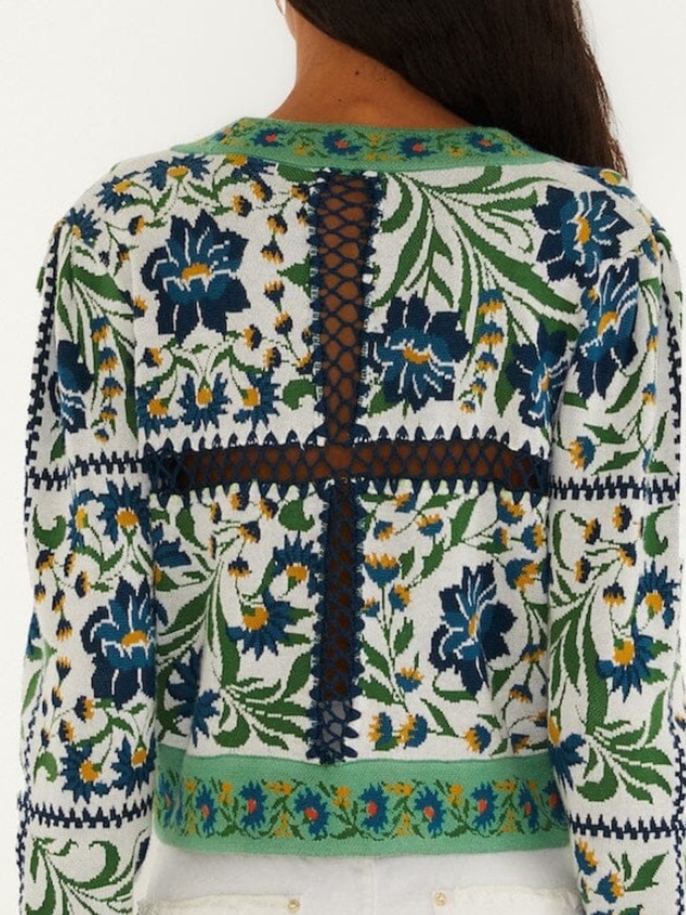 NWOT Farm Rio OFF WHITE MANOELA BUTTON KNIT CARDIGAN Size XS - Picture 3 of 12